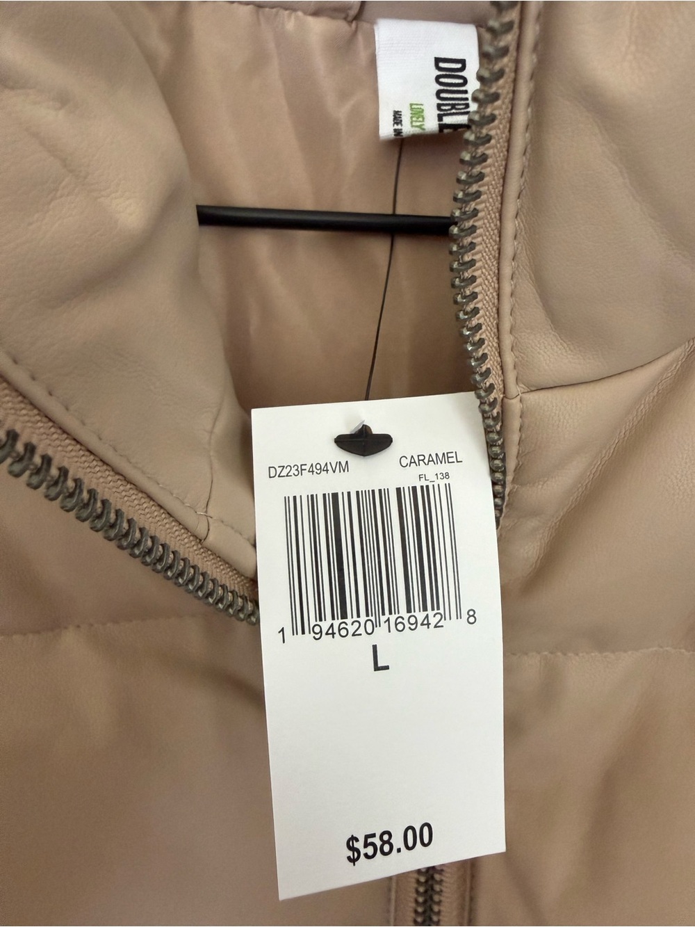 Brown Caramel Cropped Puffer Vest Women's Zip Up Collared NWT‎ Size Large - Picture 6 of 8